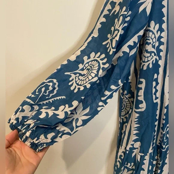 Zara Blue and White Floral Long Sleeve Dress - Picture 2 of 5